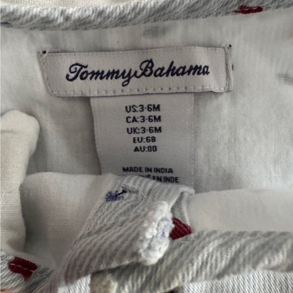 Tommy Bahama Gray and Red Patterned Baby Romper - Picture 2 of 2